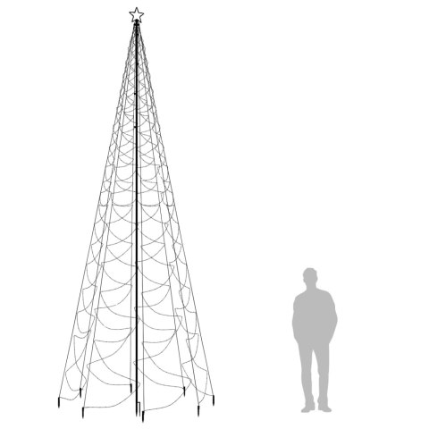 VidaXL Choinka z metalowym słupkiem, 1400 niebieskich diod LED, 5 m