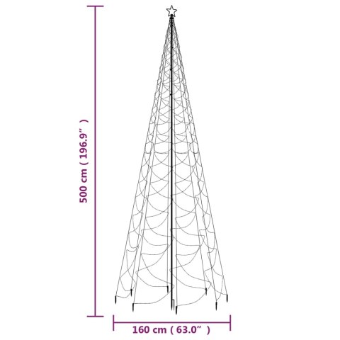 VidaXL Choinka z metalowym słupkiem, 1400 niebieskich diod LED, 5 m