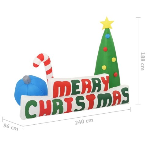 VidaXL Dmuchana choinka i napis Merry Christmas, LED, 240x188 cm