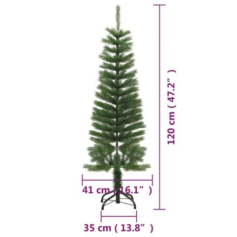 VidaXL Sztuczna, smukła choinka ze stojakiem, 120 cm, PE