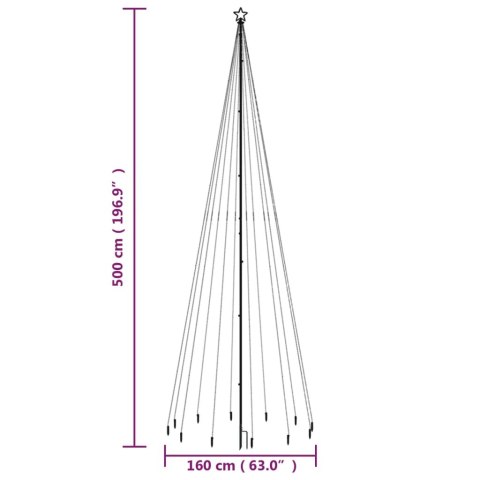 VidaXL Choinka z kołkiem gruntowym, 732 kolorowe LED, 500 cm