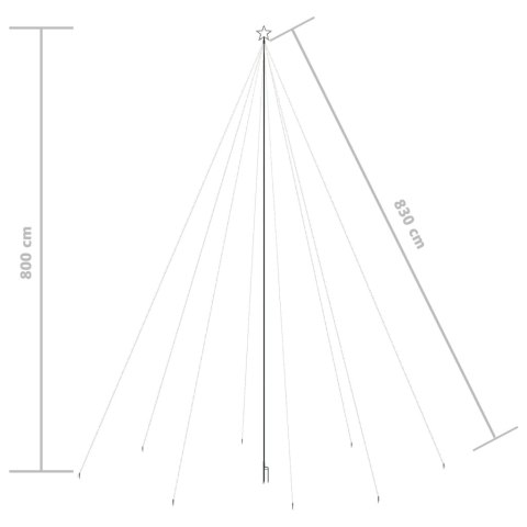 VidaXL Choinka z lampek, wewn./zewn., 1300 kolorowych diod LED, 8 m