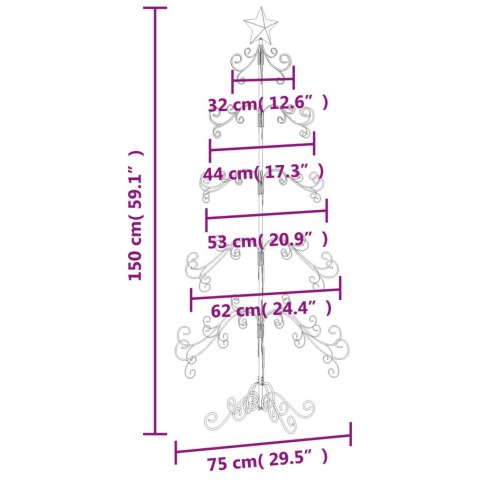 VidaXL Metalowa choinka świąteczna, do dekoracji, czarna, 150 cm