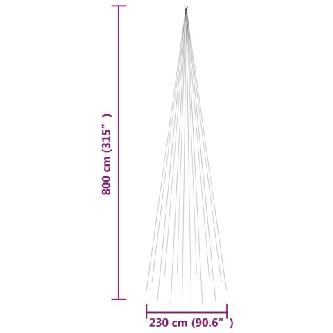 VidaXL Choinka do montażu na maszcie, 1134 zimnych białych LED, 800 cm