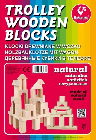 KLOCKI DREWNIANE NATURALNE NA WÓZKU KUKURYKU 37 EL KUKURYKU