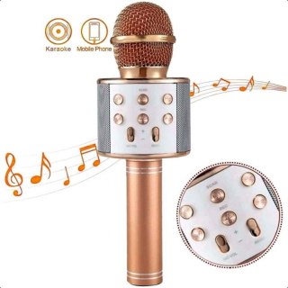 MIKROFON KARAOKE BEZPRZEWODOWY GŁOŚNIK BLUETOOTH ROSE GOLD Pegaz