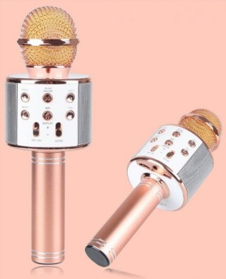 MIKROFON KARAOKE BEZPRZEWODOWY GŁOŚNIK BLUETOOTH ROSE GOLD Pegaz