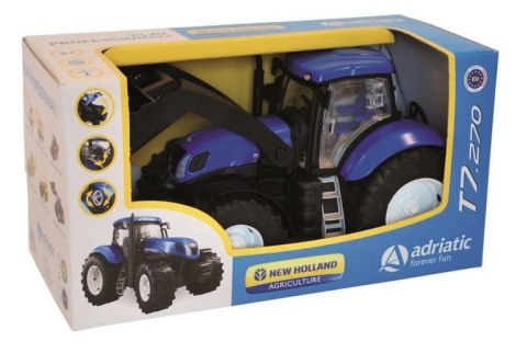 DUŻY TRAKTOR NEW HOLLAND Z ŁYŻKĄ OTWIERANE DRZWI 1:16 ZABAWKARSTWO