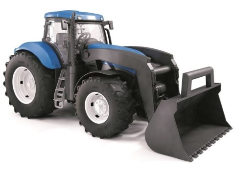 DUŻY TRAKTOR NEW HOLLAND Z ŁYŻKĄ OTWIERANE DRZWI 1:16 ZABAWKARSTWO