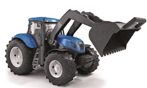 DUŻY TRAKTOR NEW HOLLAND Z ŁYŻKĄ OTWIERANE DRZWI 1:16 ZABAWKARSTWO