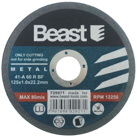 Tarcza do cięcia metalu 125 x 1 mm 1szt BEAST