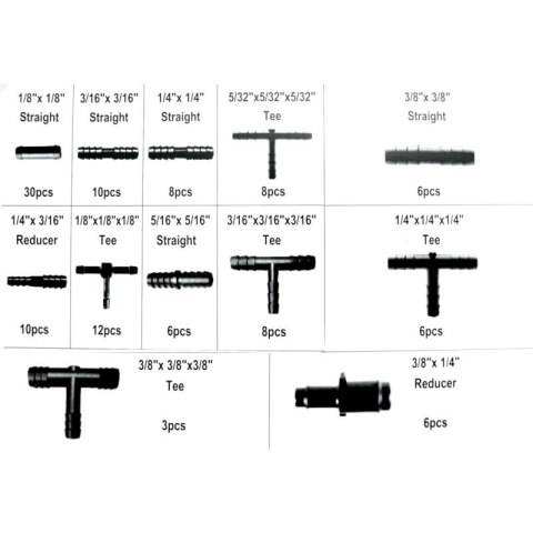 Zestaw złączek, redukcji do wężyków 113szt PRÓŻNIA BEAST
