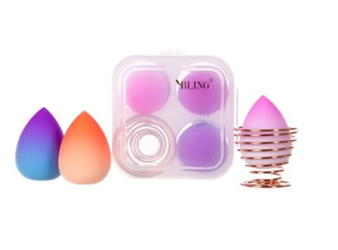 Beauty Blender Box Ombre - Zestaw gąbek do makijażu 3szt.+ stojak na gąbki BLING