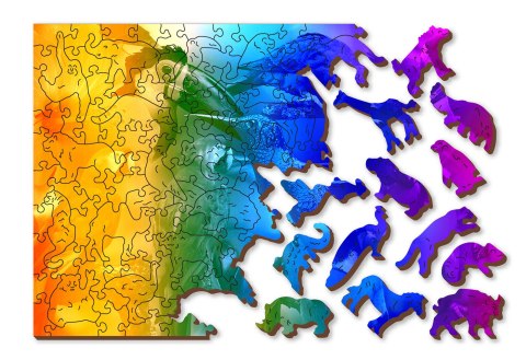 Drewniane Puzzle z figurkami - Ptaki gradient rozm. M, 200 elementów