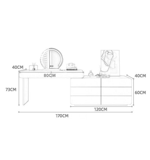 Toaletka kosmetyczna Premium/ Komplet mebli blat 80 cm - kolor biały