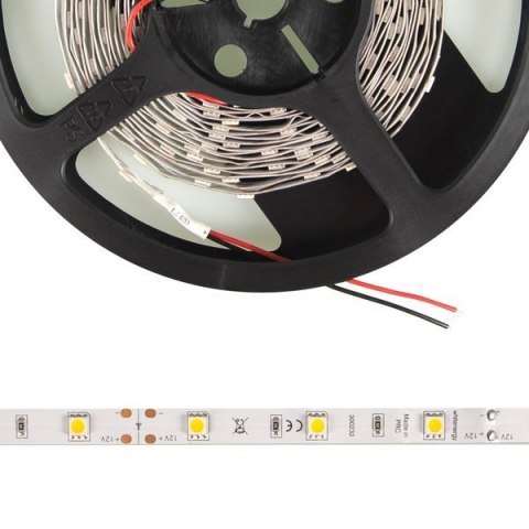 Whitenergy Taśma LED 5m 30szt/m SMD5050 7.2W/m 12V IP20 10mm ciepła biała bez konektora