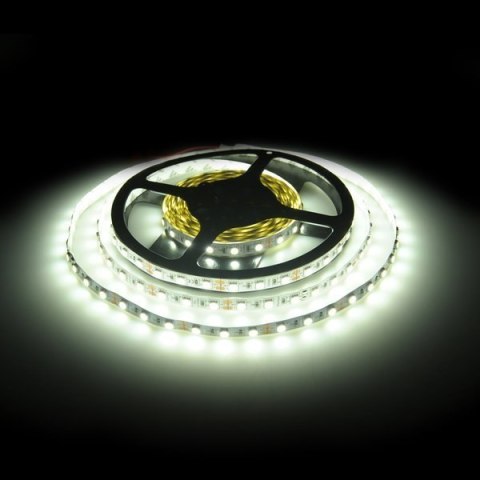 Whitenergy Taśma LED 5m 60szt/m SMD5050 14.4W/m 12V IP20 10mm zimna biała bez konektora