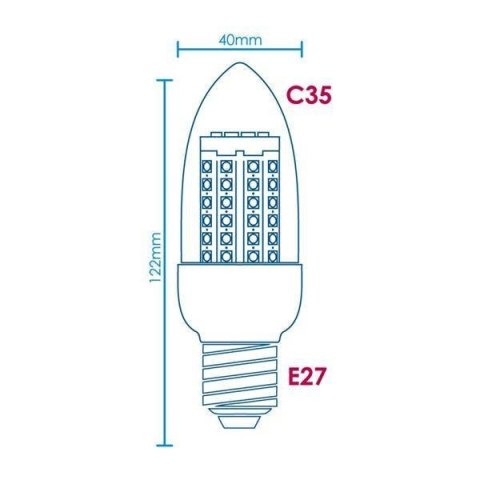 Whitenergy Żarówka LED C35 5W 3,5W Ciepła biała Przezroczysta