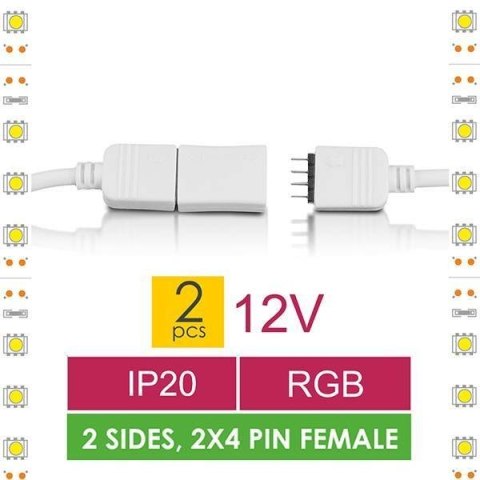 Złączka do taśm LED | RGB | dwustronna | IP20 | biała | 2 szt | 2 x 4 pin żeński |