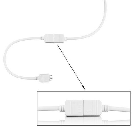 Złączka do taśm LED z kablem | RGB | dwustronna | IP20 | biała | 2 szt | 2 x 4 pin męski | 15 cm