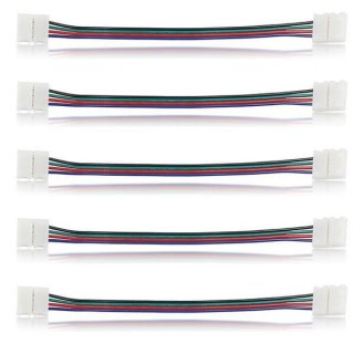 Złączka do taśm LED z kablem | RGB | dwustronna | IP20 | biała | 5 szt | 2 x zatrzask 10mm / 4 ścieżki | 15 cm