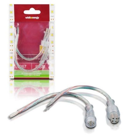 Złączka do taśm LED z kablem | RGB | jednostronna | IP67 | srebrna | 1 szt | wodoodporny DC 5.5x2.1mm 4 pin żeński + 5.5x2.1mm 4