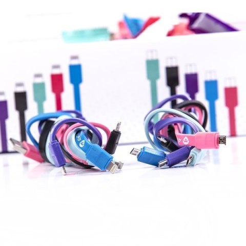 4World Candy Cable, kabel do przesyłu danych, Micro USB/ Lightning- USB 2.0, 20cm, mix kolorów