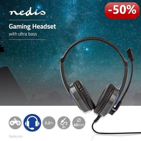 Nedis Słuchawki gaming | Nauszne | Mikrofon | 3.5 mm złącza