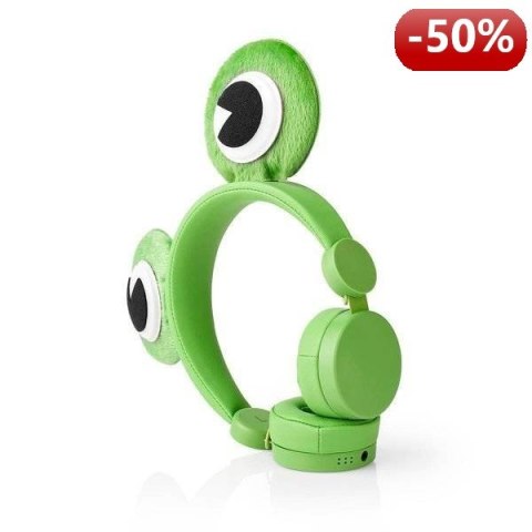 Nedis Wired Headphones | 1.2 m Round Cable | On-Ear | Detachable Magnetic Ears | Freddy Frog | Green