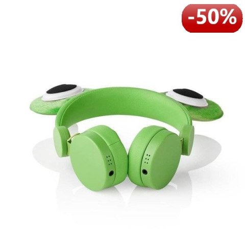 Nedis Wired Headphones | 1.2 m Round Cable | On-Ear | Detachable Magnetic Ears | Freddy Frog | Green