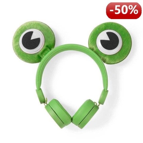 Nedis Wired Headphones | 1.2 m Round Cable | On-Ear | Detachable Magnetic Ears | Freddy Frog | Green