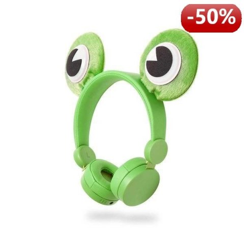 Nedis Wired Headphones | 1.2 m Round Cable | On-Ear | Detachable Magnetic Ears | Freddy Frog | Green