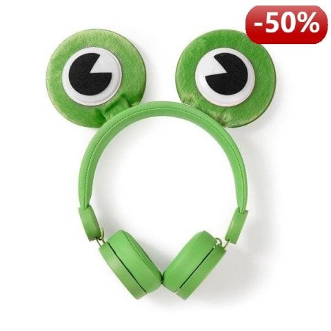 Nedis Wired Headphones | 1.2 m Round Cable | On-Ear | Detachable Magnetic Ears | Freddy Frog | Green