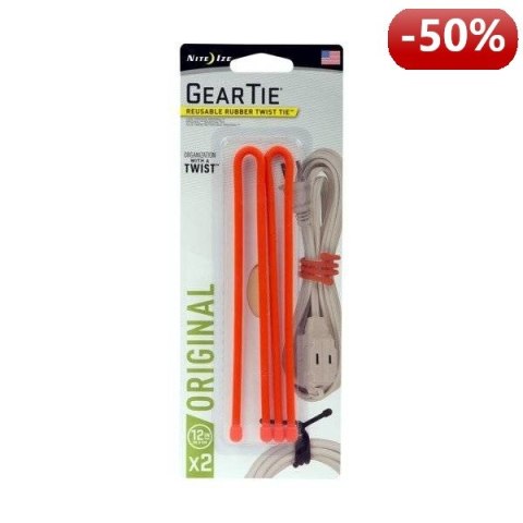 Nite Ize Zestaw linek Gear Tie Original 12" gumowy pomarańczowy 2 sztuki