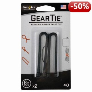 Nite Ize Zestaw linek Gear Tie Original 6" gumowy czarny 2 sztuki