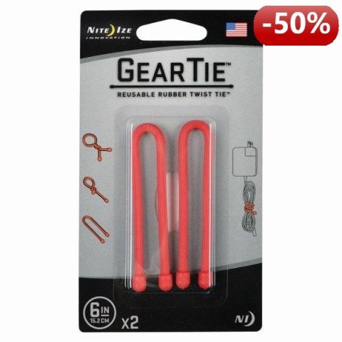 Nite Ize Zestaw linek Gear Tie Original 6" gumowy czerwony 2 sztuki