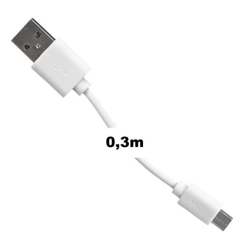 Whitenergy Kabel do przesyłu danych, Micro USB, 30cm, biały