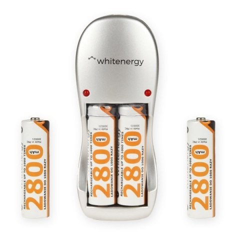 Whitenergy Ładowarka do akumulatorów, 4x AA/ AAA, 230V+ 4x AA, 2800mAh, Ni-MH