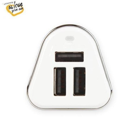 Whitenergy Ładowarka samochodowa, 3x USB, wyjście 5V/ 5.2A, blister, biała