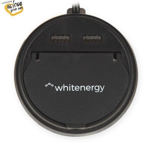 Whitenergy Ładowarka samochodowa kubek, 2x USB, wyjście 5V/ 3.1A, czarna