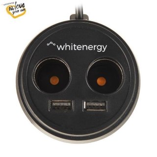 Whitenergy Ładowarka samochodowa kubek, rozdzielacz gniazda zapalniczki, 2+ 2x USB, wyjście 5V/ 3.1A, czarna