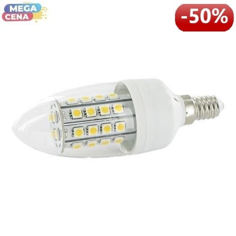 Whitenergy Żarówka LED 5W E14 C35 SMD5050 ciepła 230V Świeczka / transparentne