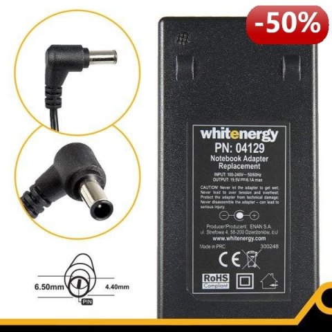 Whitenergy Zasilacz AC Ładowarka do laptopa 19.5V 6.15A 120W 6.5x4.4 mm + pin