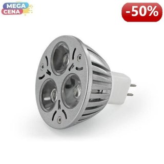 Whitenergy Źródło LED|3xPOWER LED|MR16|GU5.3|3,5W|12V|ciepłe białe|szybka