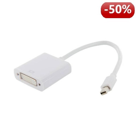 4World Adapter mini DisplayPort [M] > DVI-I (24+5) [F], biały