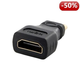 4World Adapter mini HDMI typ C [M] > HDMI [F], czarny