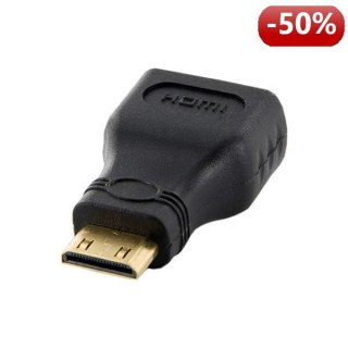 4World Adapter mini HDMI typ C [M] > HDMI [F], czarny