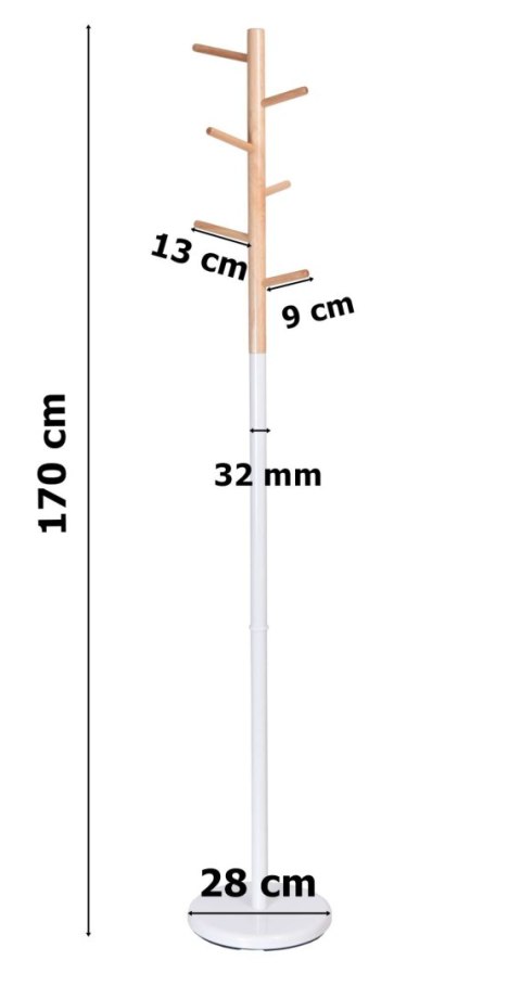 Wieszak stojący Zita 170 cm biały