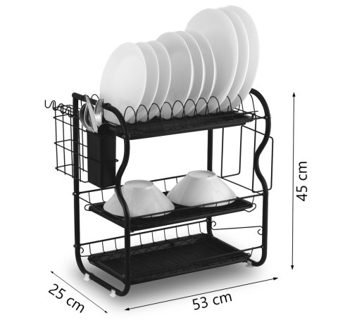 Suszarka do naczyń trzypoziomowa MS-603 Massido czarna Massido
