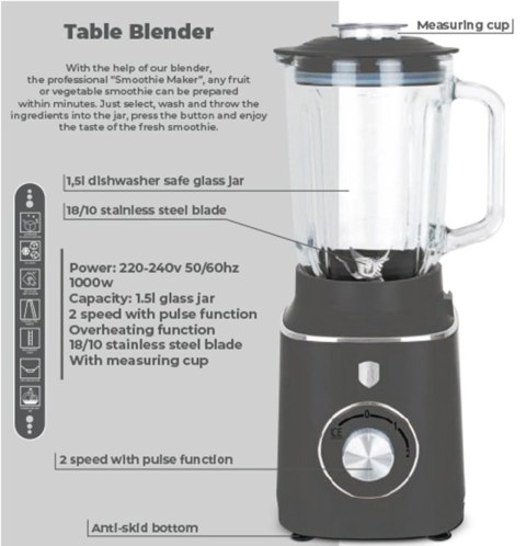 BLENDER KIELICHOWY MIKSER BERLINGER HAUS BH-9539 ANTRACIT BERLINGER HAUS